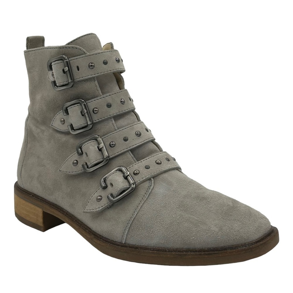 Paul Green Anne Ankle Boot Sahara Taupe Suede Multi Buckle Steampunk Size 7